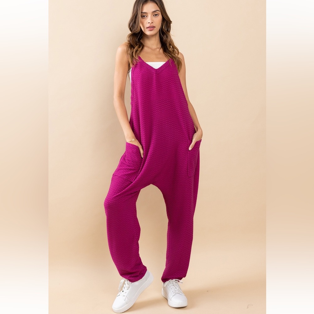 11 Textured Fabric Harem Jumpsuit